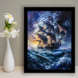 Painting The Pirate Ship Over Sea Dark Academia,Framed Art Prints Wall Decor, Picture Framed