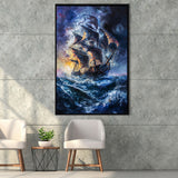 Painting The Pirate Ship Over Sea Dark Academia,Framed Canvas Prints Wall Art Decor, Floating Frame