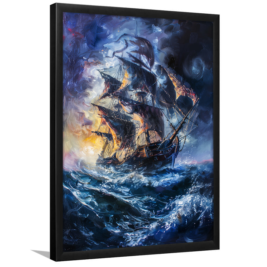 Painting The Pirate Ship Over Sea Dark Academia,Framed Art Prints Wall Decor, Picture Framed