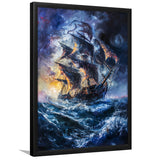 Painting The Pirate Ship Over Sea Dark Academia,Framed Art Prints Wall Decor, Picture Framed