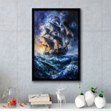 Painting The Pirate Ship Over Sea Dark Academia,Framed Canvas Prints Wall Art Decor, Floating Frame