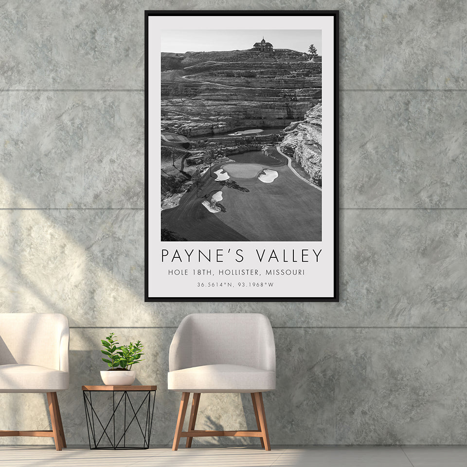 Payne's Valley, Hole 18th, Missouri, Golf Art Print, Floating Frame, Framed Canvas Print Wall Art