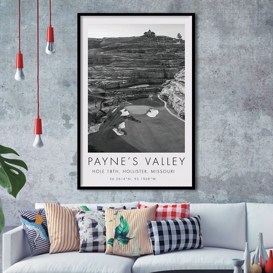 Payne's Valley, Hole 18th, Missouri, Golf Art, Gift for him, Framed Art Print Wall Decor