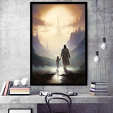 Peaceful Walk At The Lds Temple, Framed Art Print Wall Decor, Framed Picture