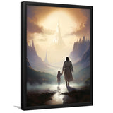 Peaceful Walk At The Lds Temple, Framed Art Print Wall Decor, Framed Picture