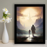 Peaceful Walk At The Lds Temple, Framed Art Print Wall Decor, Framed Picture