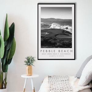 Pebble Beach Golf Links 07, California, Golf Art Print, Floating Frame, Framed Canvas Print Wall Art