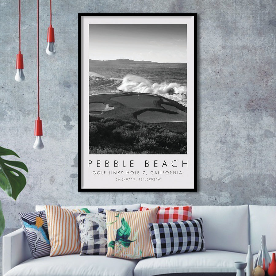 Pebble Beach Golf Links 07, California, Golf Art, Gift for him, Framed Art Print Wall Decor