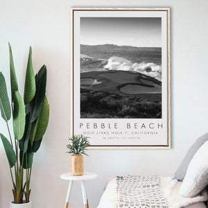 Pebble Beach Golf Links 07, California, Golf Art Print, Floating Frame, Framed Canvas Print Wall Art