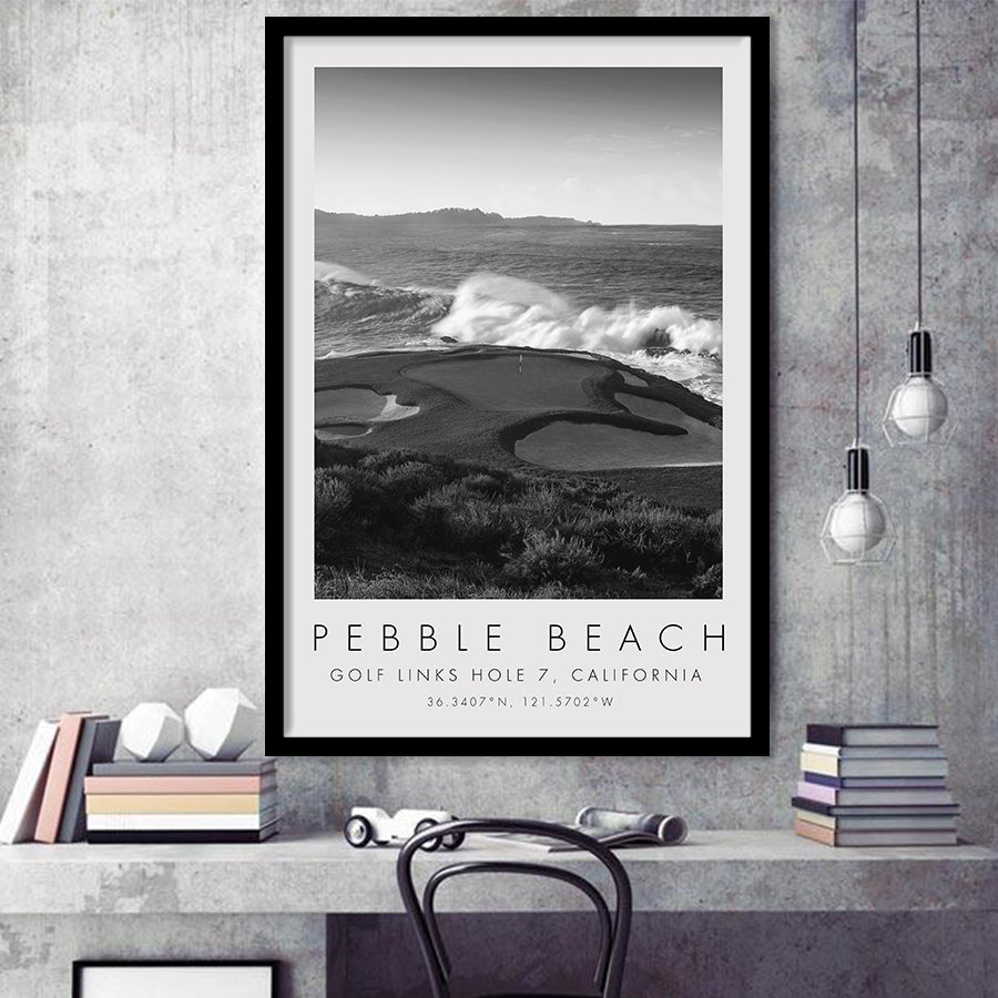 Pebble Beach Golf Links 07, California, Golf Art, Gift for him, Framed Art Print Wall Decor