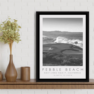 Pebble Beach Golf Links 07, California, Golf Art Print, Floating Frame, Framed Canvas Print Wall Art