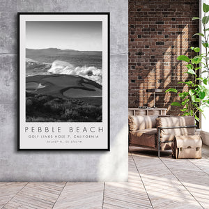 Pebble Beach Golf Links 07, California, Golf Art Print, Floating Frame, Framed Canvas Print Wall Art