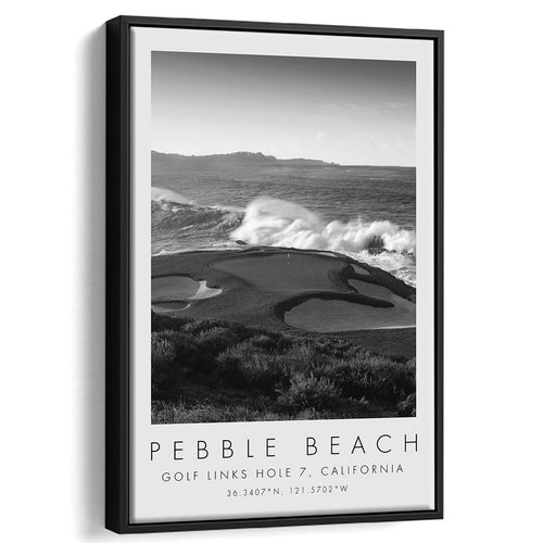 Pebble Beach Golf Links 07, California, Golf Art Print, Floating Frame, Framed Canvas Print Wall Art