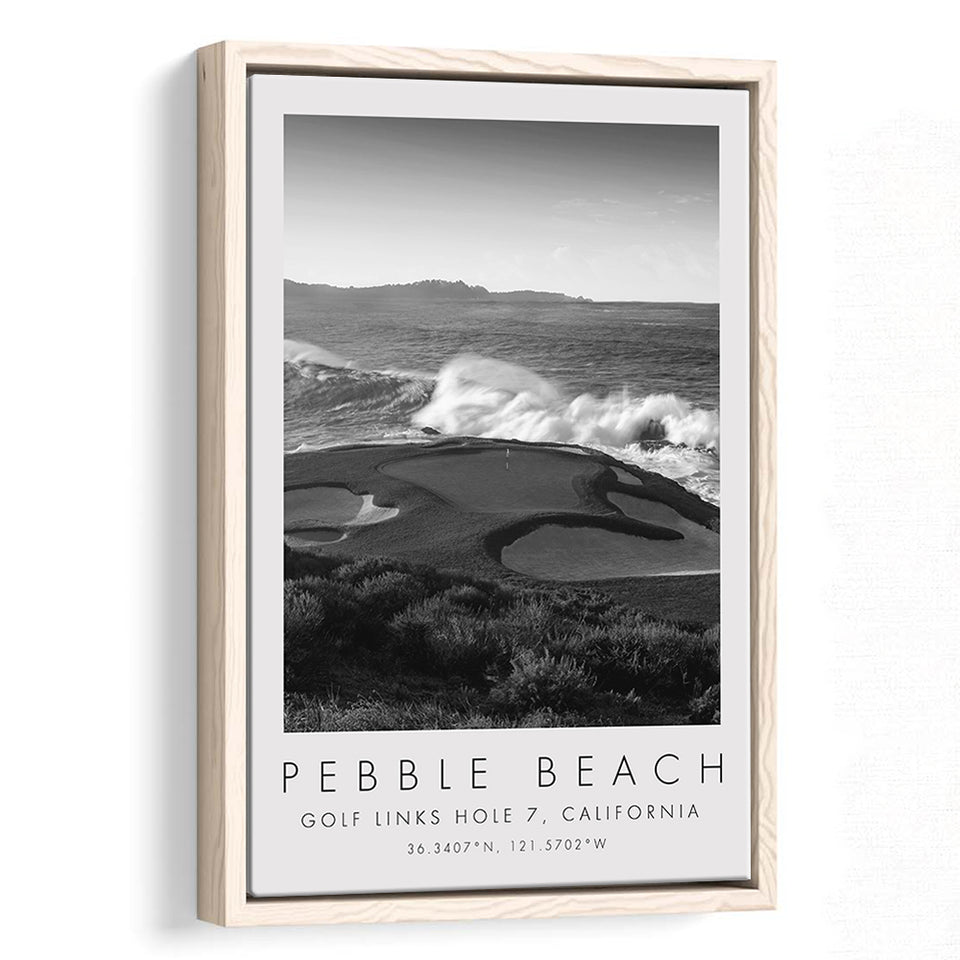 Pebble Beach Golf Links 07, California, Golf Art Print, Floating Frame, Framed Canvas Print Wall Art