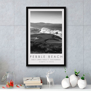 Pebble Beach Golf Links 07, California, Golf Art Print, Floating Frame, Framed Canvas Print Wall Art