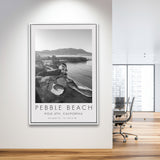 Pebble Beach Golf Links,Hole 4, Pebble Beach, Golf Art Print, Floating Frame, Framed Canvas Print Wall Art