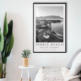 Pebble Beach Golf Links,Hole 4, Pebble Beach, Golf Art Print, Floating Frame, Framed Canvas Print Wall Art