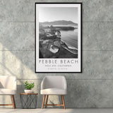 Pebble Beach Golf Links,Hole 4, Pebble Beach, Golf Art Print, Floating Frame, Framed Canvas Print Wall Art