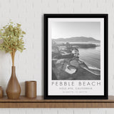 Pebble Beach Golf Links,Hole 4, Pebble Beach, Golf Art Print, Floating Frame, Framed Canvas Print Wall Art