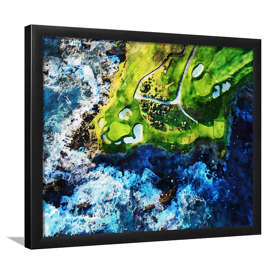 Pebble Beach Golf Links 7Th Hole, Watercolor Painting, Golf Art, Gift for him, Framed Art Prints Wall Decor