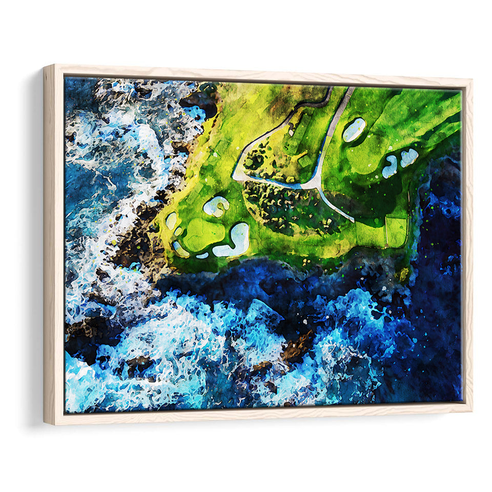 Pebble Beach Golf Links 7Th Hole, Watercolor Painting, Golf Art Print, Gift for him, Framed Canvas Prints Wall Art
