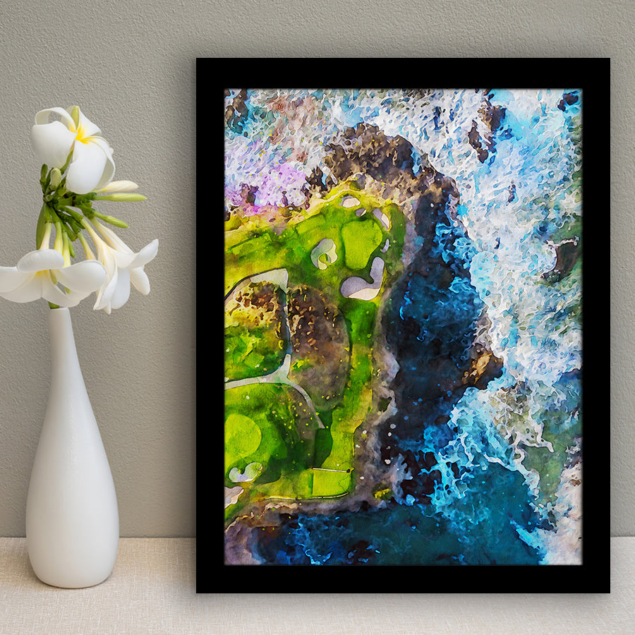 Pebble Beach Golf Links, 7th Hole, Watercolor Painting, Golf Art, Gift for him, Framed Art Print Wall Decor