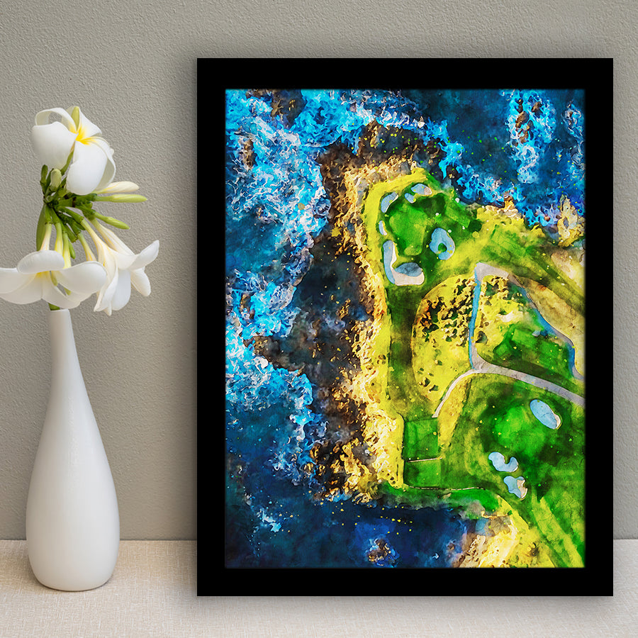 Pebble Beach Golf Links, 7th Hole, Watercolor Painting V2, Golf Art, Gift for him, Framed Art Print Wall Decor