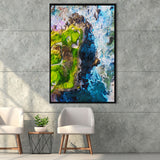 Pebble Beach Golf Links, 7th Hole, Watercolor Painting, Golf Art Print, Floating Frame, Framed Canvas Print Wall Art