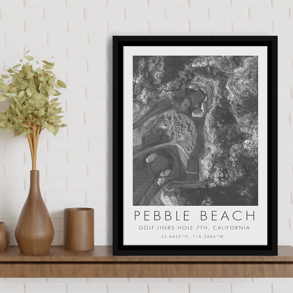 Pebble Beach Golf Links 7th Over View, Pebble Beach, California, Golf Art Print, Framed Canvas Print Wall Art