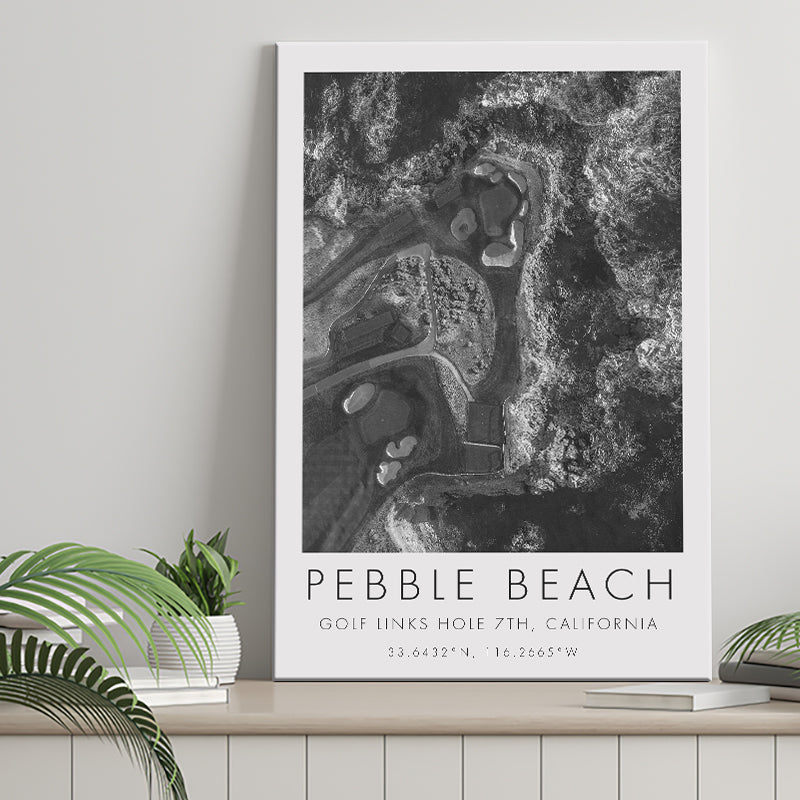Pebble Beach Golf Links 7th Over View, Pebble Beach, California, Golf Art Print, Gift for him, Canvas Print Wall Art