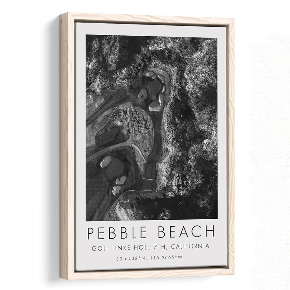 Pebble Beach Golf Links 7th Over View, Pebble Beach, California, Golf Art Print, Framed Canvas Print Wall Art