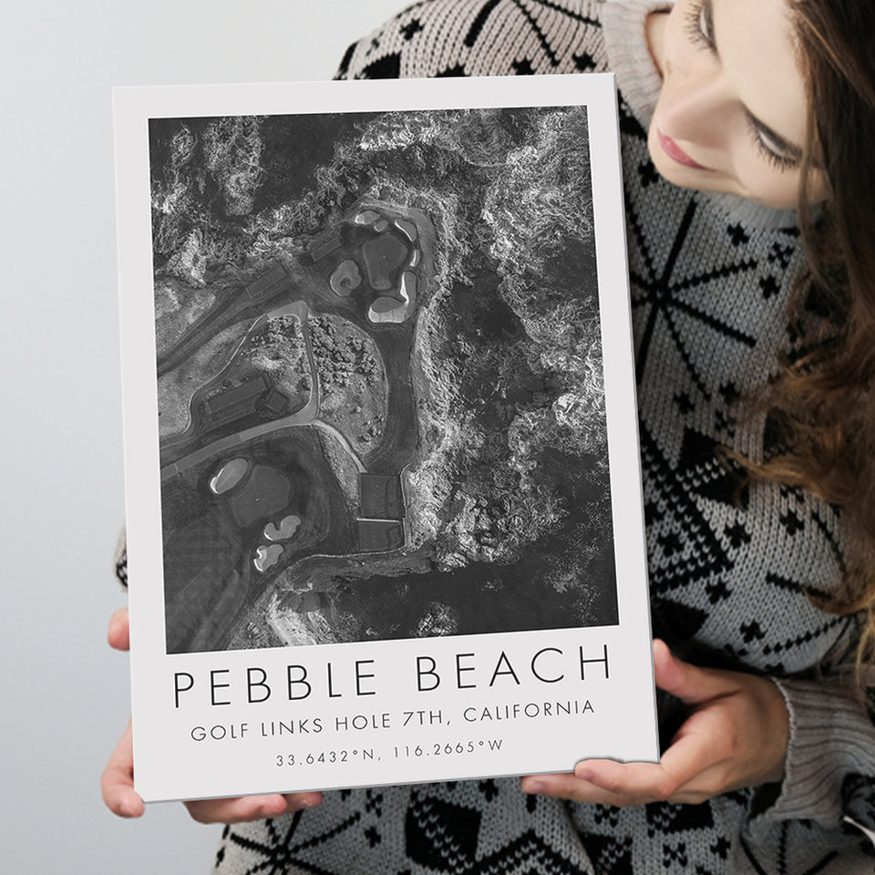 Pebble Beach Golf Links 7th Over View, Pebble Beach, California, Golf Art Print, Gift for him, Canvas Print Wall Art
