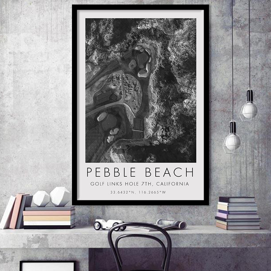 Pebble Beach Golf Links 7th Over View, Pebble Beach, California, Golf Art, Gift for him, Framed Art Print Wall Decor