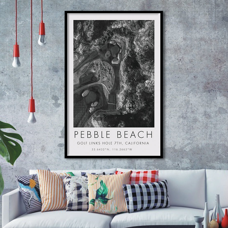 Pebble Beach Golf Links 7th Over View, Pebble Beach, California, Golf Art, Gift for him, Framed Art Print Wall Decor