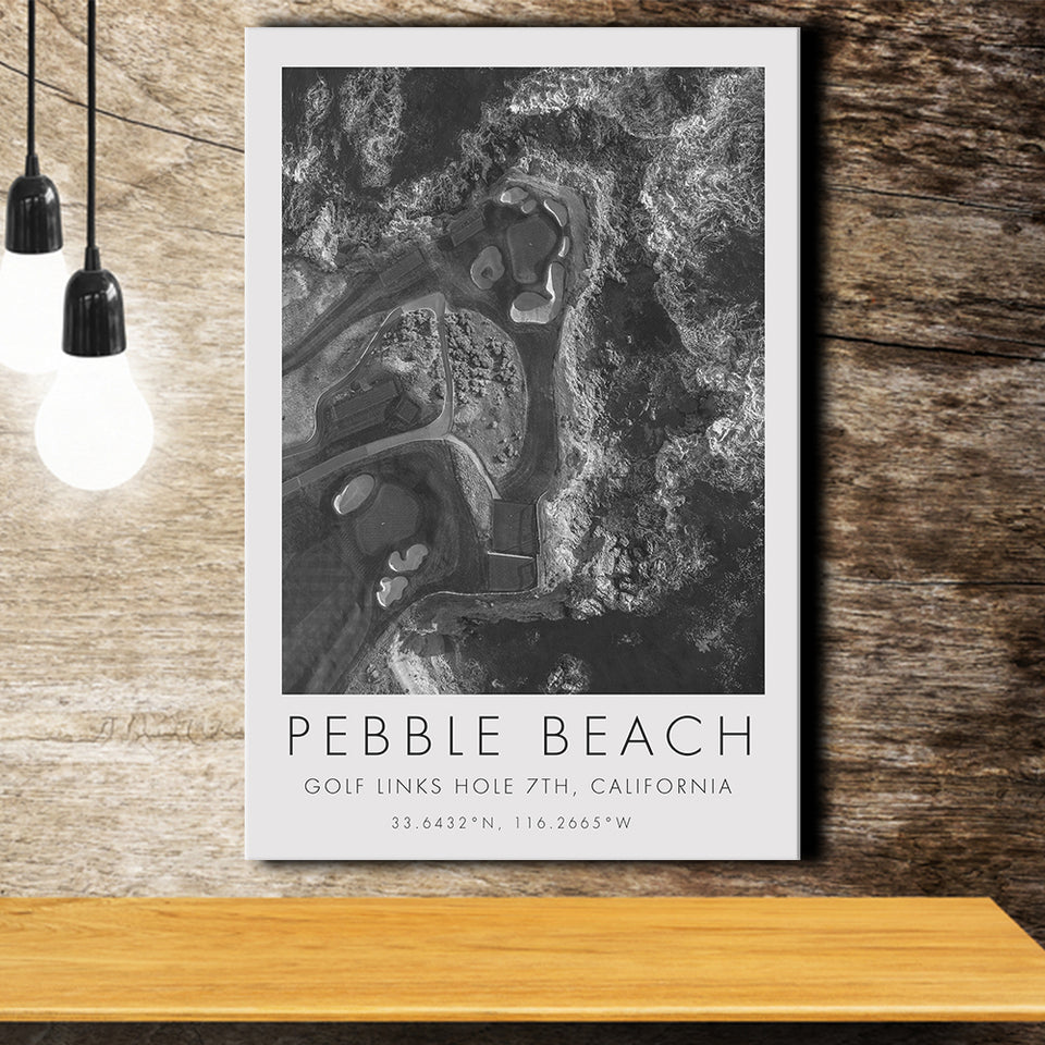 Pebble Beach Golf Links 7th Over View, Pebble Beach, California, Golf Art Print, Gift for him, Canvas Print Wall Art