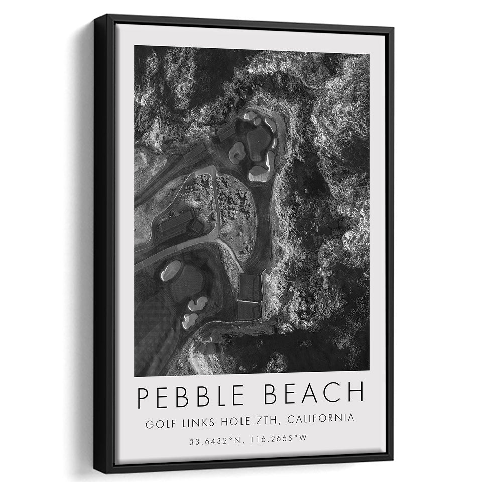 Pebble Beach Golf Links 7th Over View, Pebble Beach, California, Golf Art Print, Framed Canvas Print Wall Art