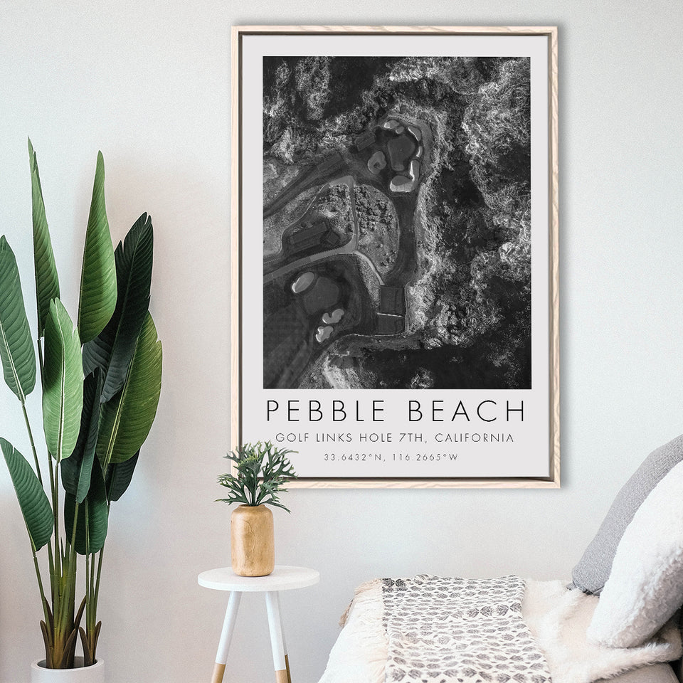 Pebble Beach Golf Links 7th Over View, Pebble Beach, California, Golf Art Print, Framed Canvas Print Wall Art