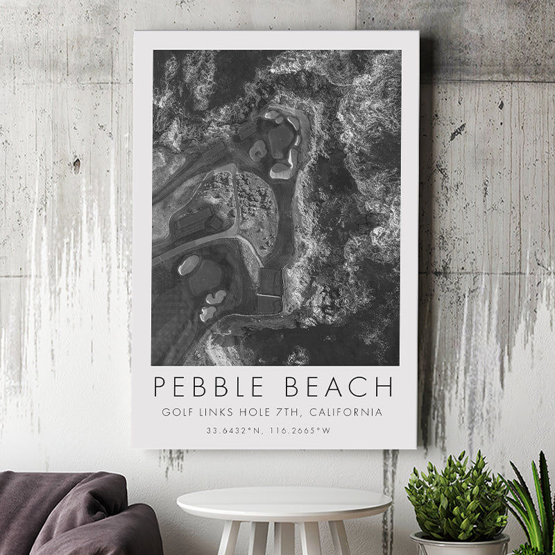 Pebble Beach Golf Links 7th Over View, Pebble Beach, California, Golf Art Print, Gift for him, Canvas Print Wall Art