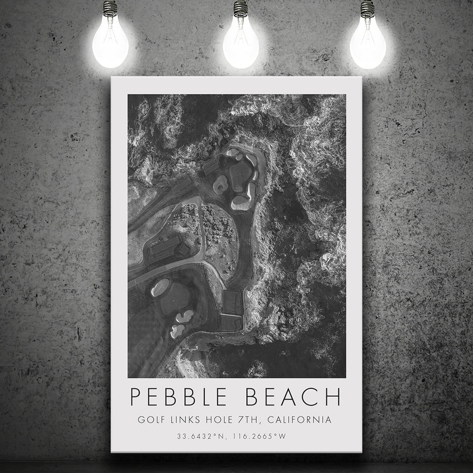 Pebble Beach Golf Links 7th Over View, Pebble Beach, California, Golf Art Print, Gift for him, Canvas Print Wall Art
