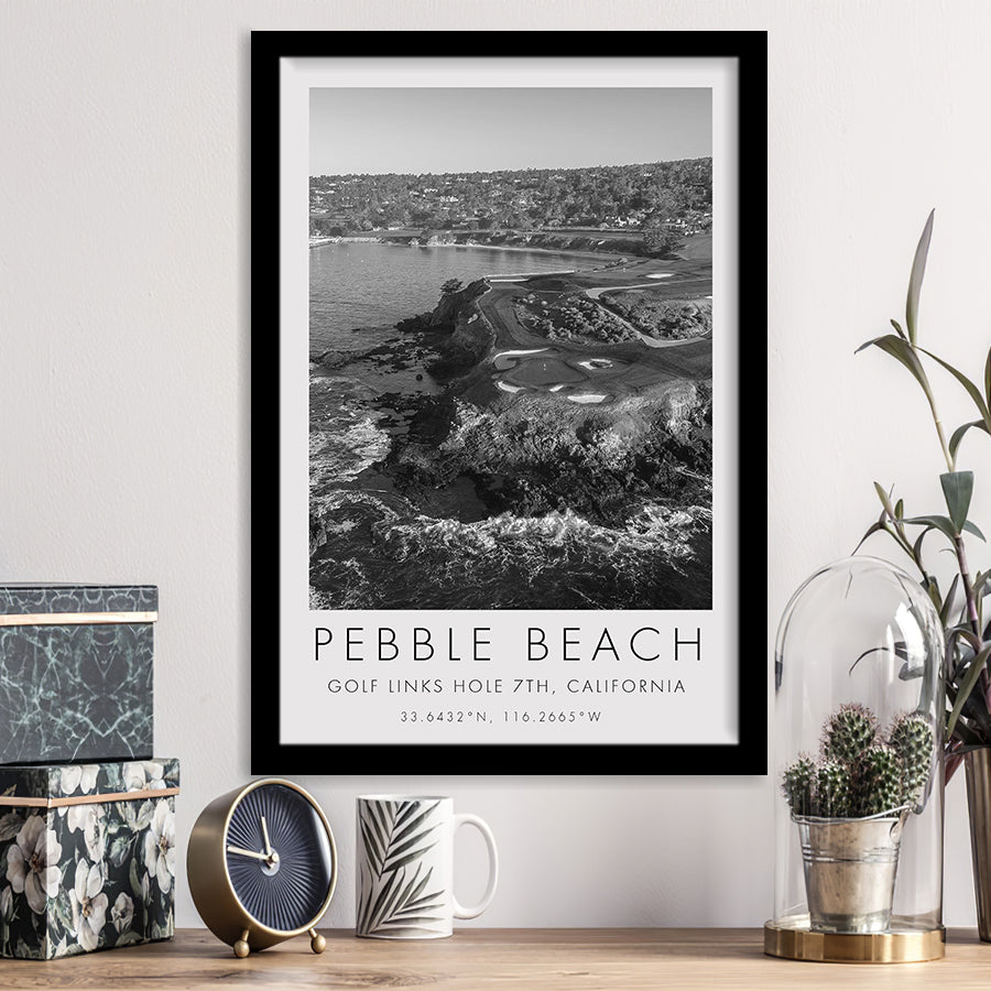 Pebble Beach Golf Links 7th, Pebble Beach, California, Golf Art, Gift for him, Framed Art Print Wall Decor
