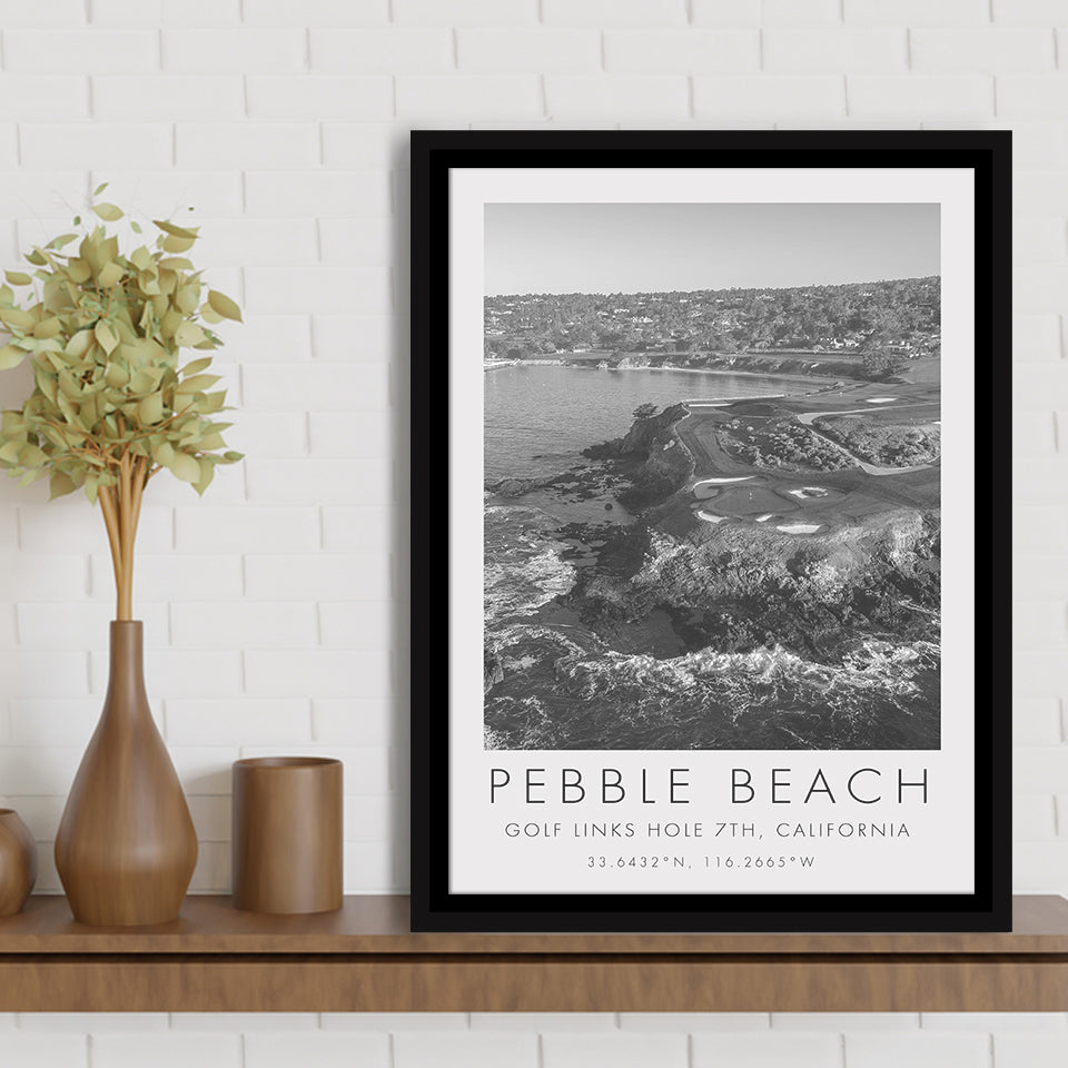 Pebble Beach Golf Links 7th, Pebble Beach, California, Golf Art Print, Floating Frame, Framed Canvas Print Wall Art