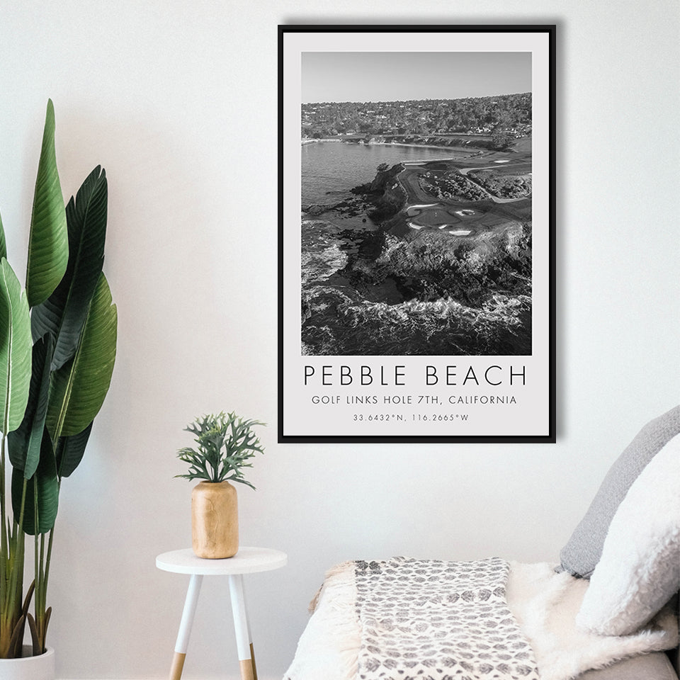 Pebble Beach Golf Links 7th, Pebble Beach, California, Golf Art Print, Floating Frame, Framed Canvas Print Wall Art