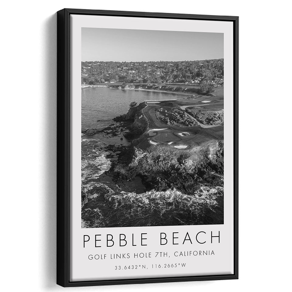 Pebble Beach Golf Links 7th, Pebble Beach, California, Golf Art Print, Floating Frame, Framed Canvas Print Wall Art