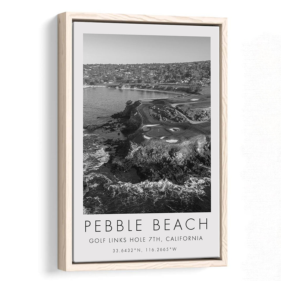 Pebble Beach Golf Links 7th, Pebble Beach, California, Golf Art Print, Floating Frame, Framed Canvas Print Wall Art