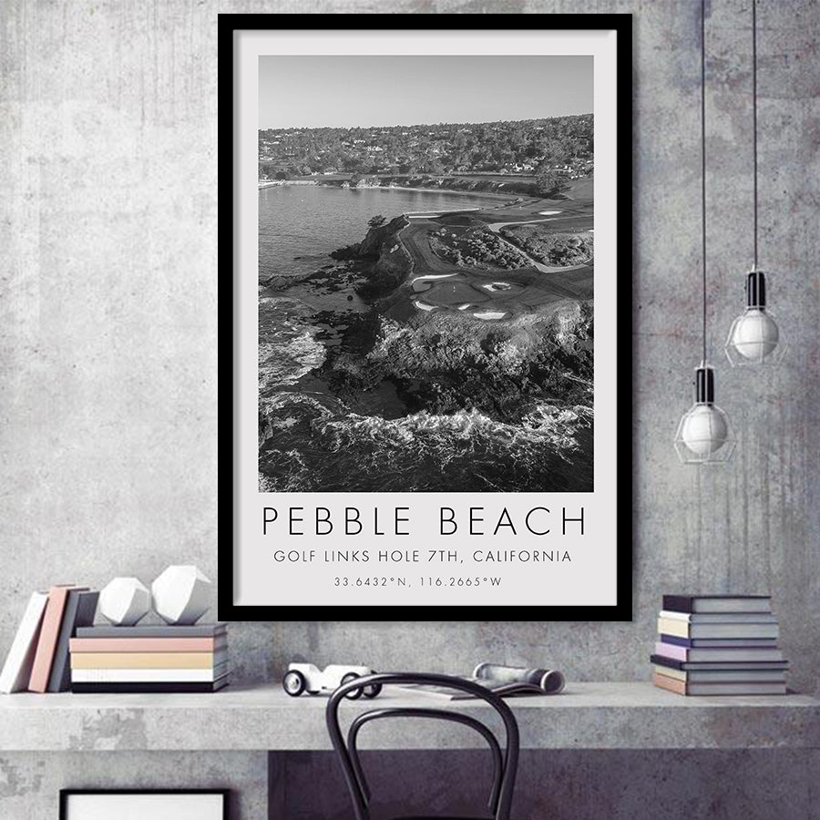 Pebble Beach Golf Links 7th, Pebble Beach, California, Golf Art, Gift for him, Framed Art Print Wall Decor