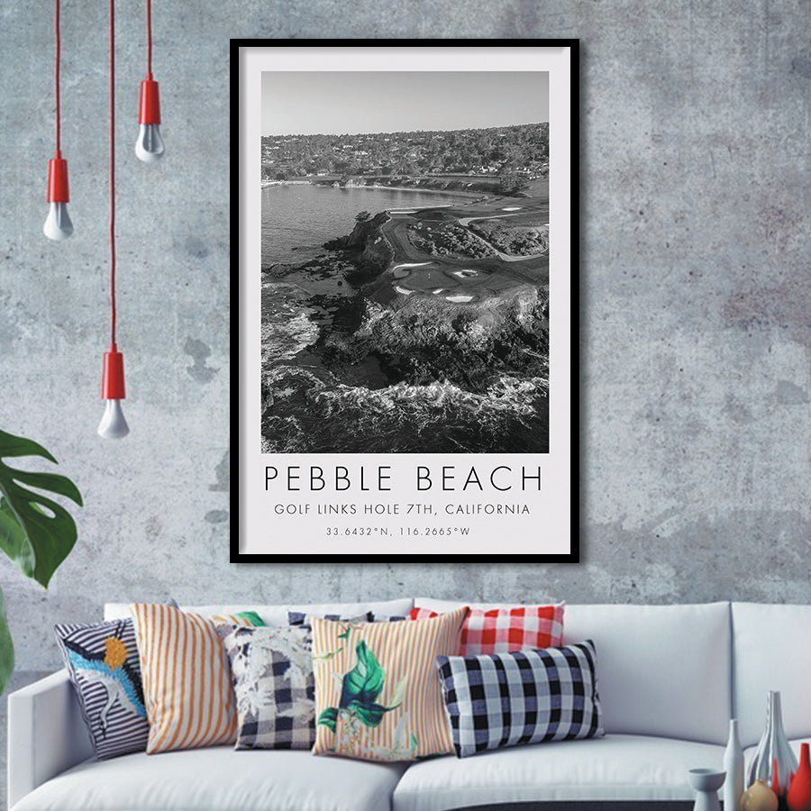 Pebble Beach Golf Links 7th, Pebble Beach, California, Golf Art, Gift for him, Framed Art Print Wall Decor