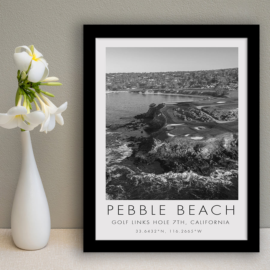 Pebble Beach Golf Links 7th, Pebble Beach, California, Golf Art, Gift for him, Framed Art Print Wall Decor