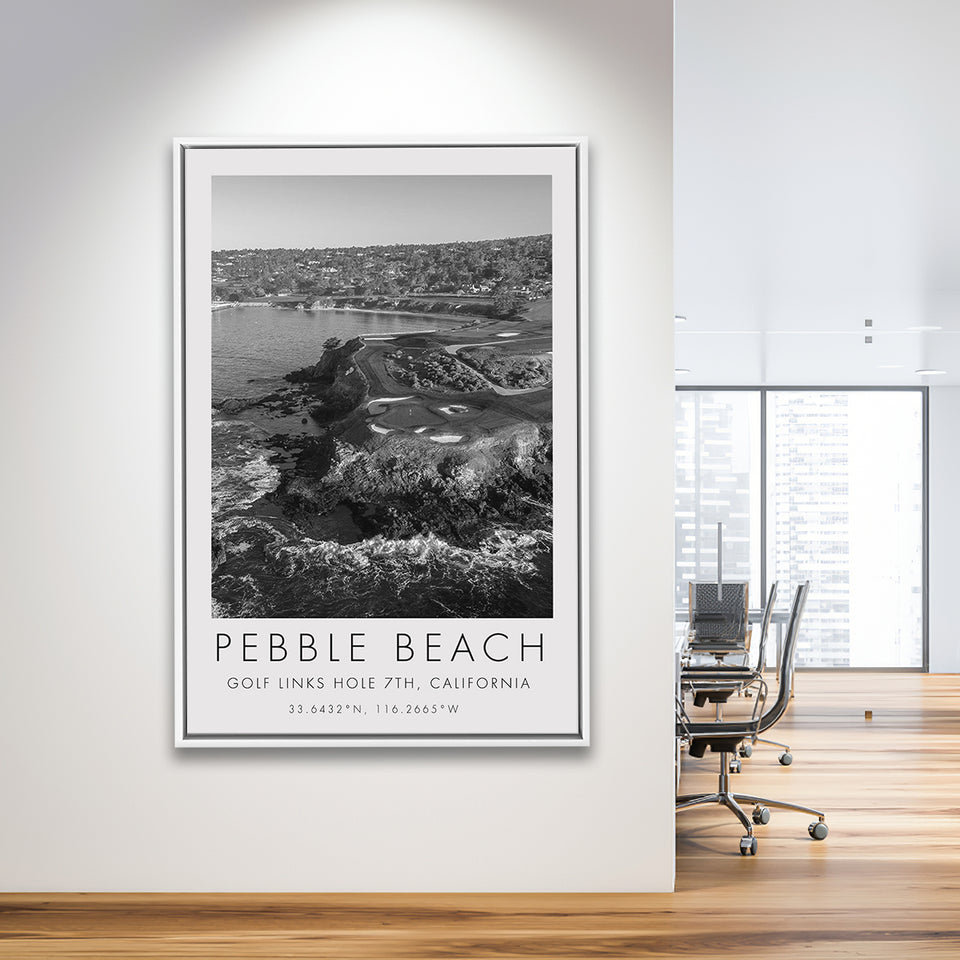 Pebble Beach Golf Links 7th, Pebble Beach, California, Golf Art Print, Floating Frame, Framed Canvas Print Wall Art