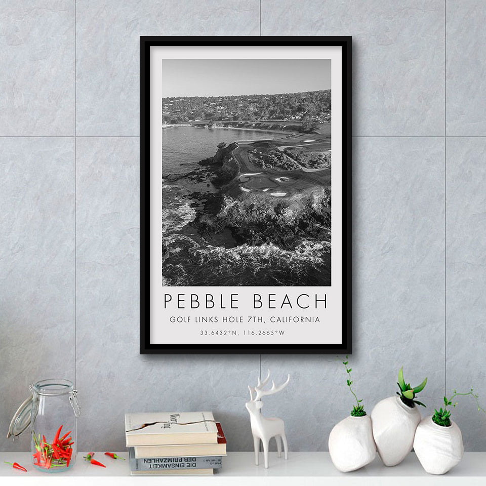 Pebble Beach Golf Links 7th, Pebble Beach, California, Golf Art Print, Floating Frame, Framed Canvas Print Wall Art