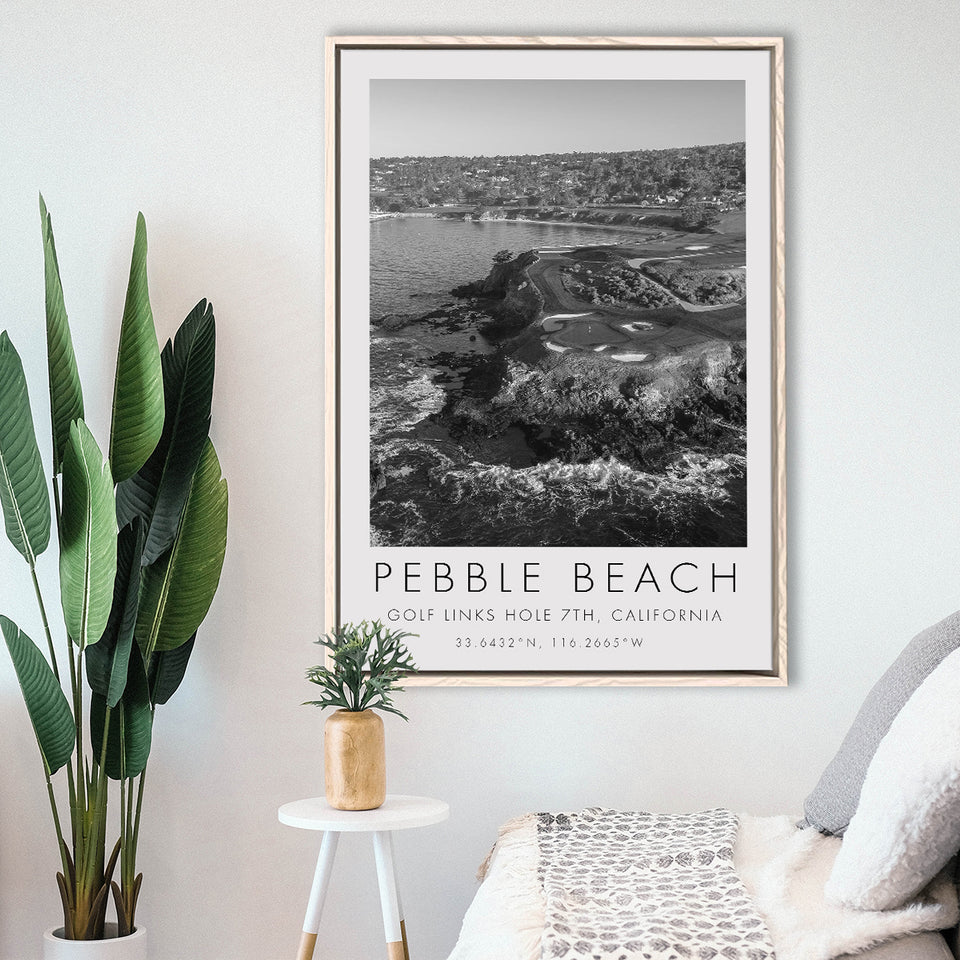 Pebble Beach Golf Links 7th, Pebble Beach, California, Golf Art Print, Floating Frame, Framed Canvas Print Wall Art